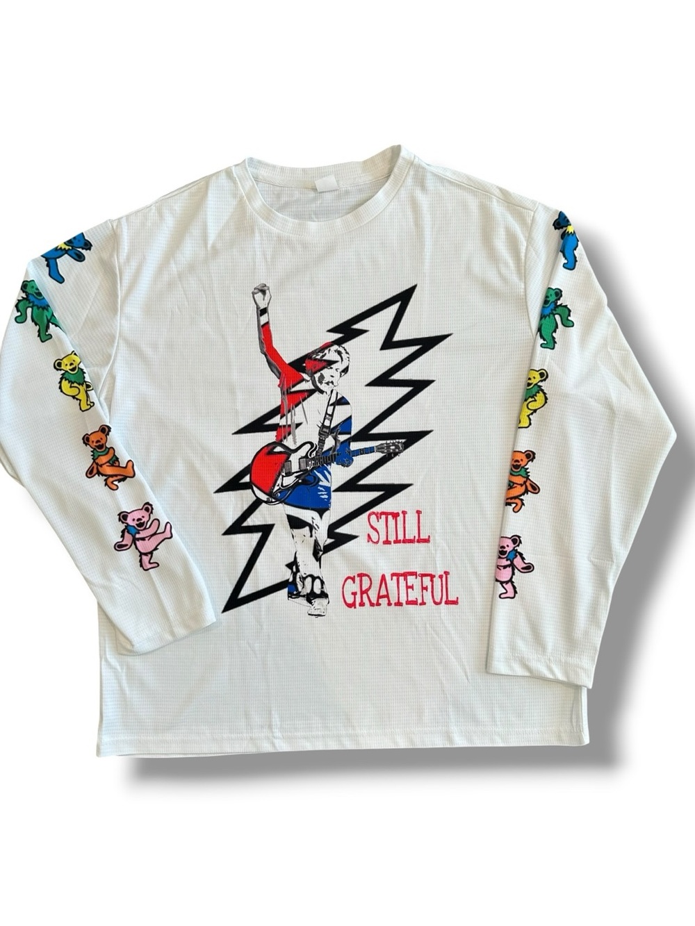 Bob Weir Holding Guitar T-shirt x Grateful Dead Large White Lightning Tee